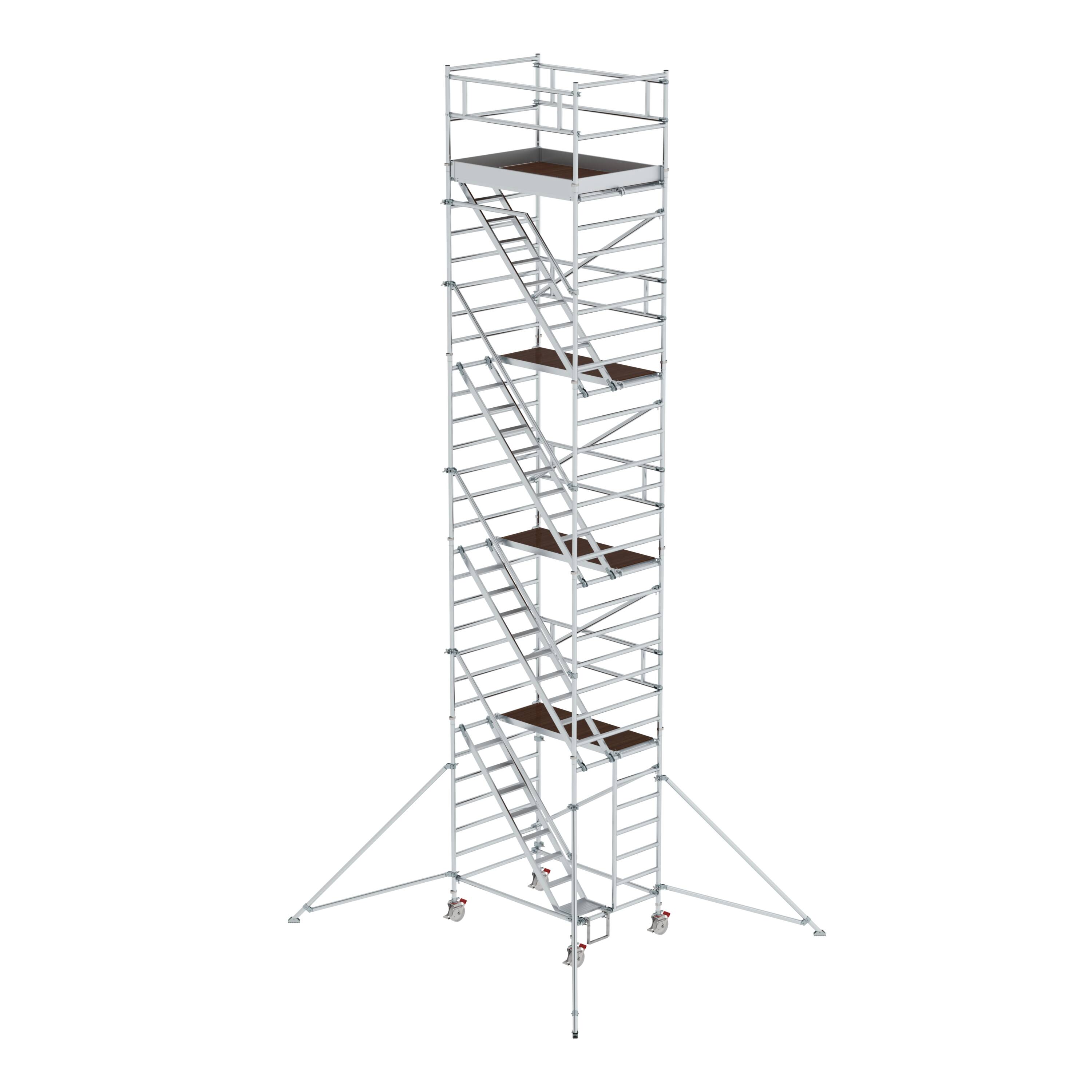 Rollgerüst 1,35 x 1,80 m mit Schrägaufstiegen & Ausleger Plattformhöhe 8,35 m 167400 Rollgerüst 1,35 x 1,80 m mit Schrägaufstiegen & Ausleger Plattformhöhe 8,35 m
