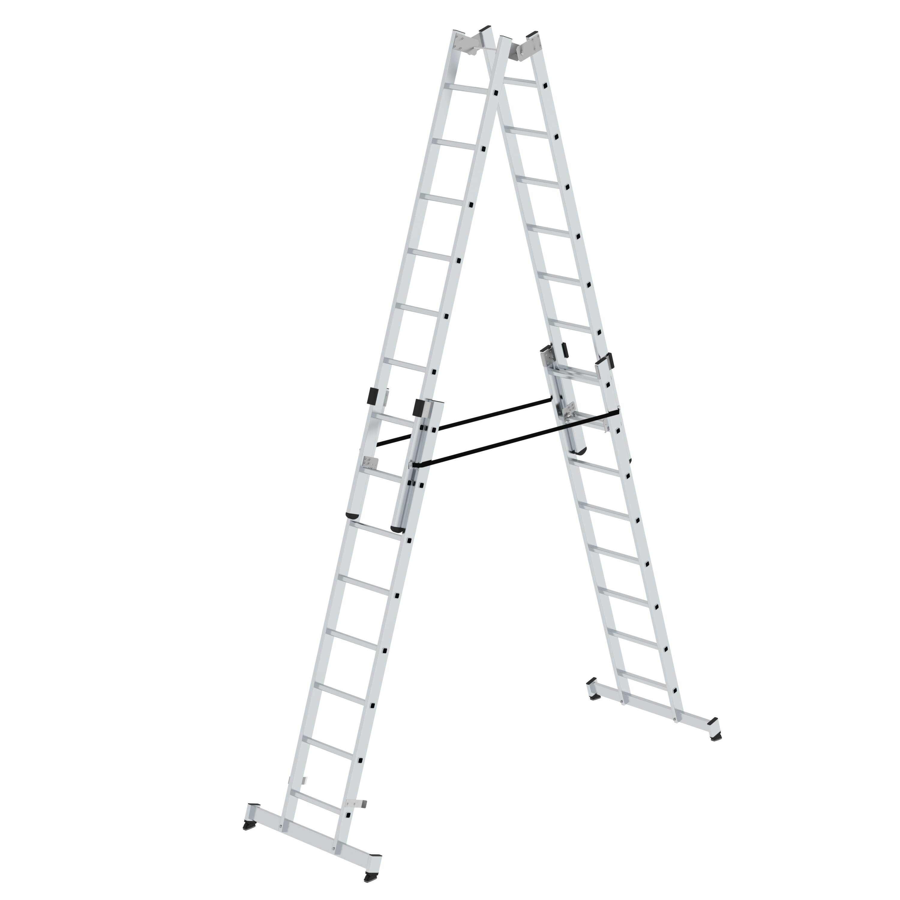 Sprossen-Stehleiter 4-teilig mit nivello®-Traverse 4x8 Sprossen 33032 Sprossen-Stehleiter 4-teilig mit nivello®-Traverse 4x8 Sprossen