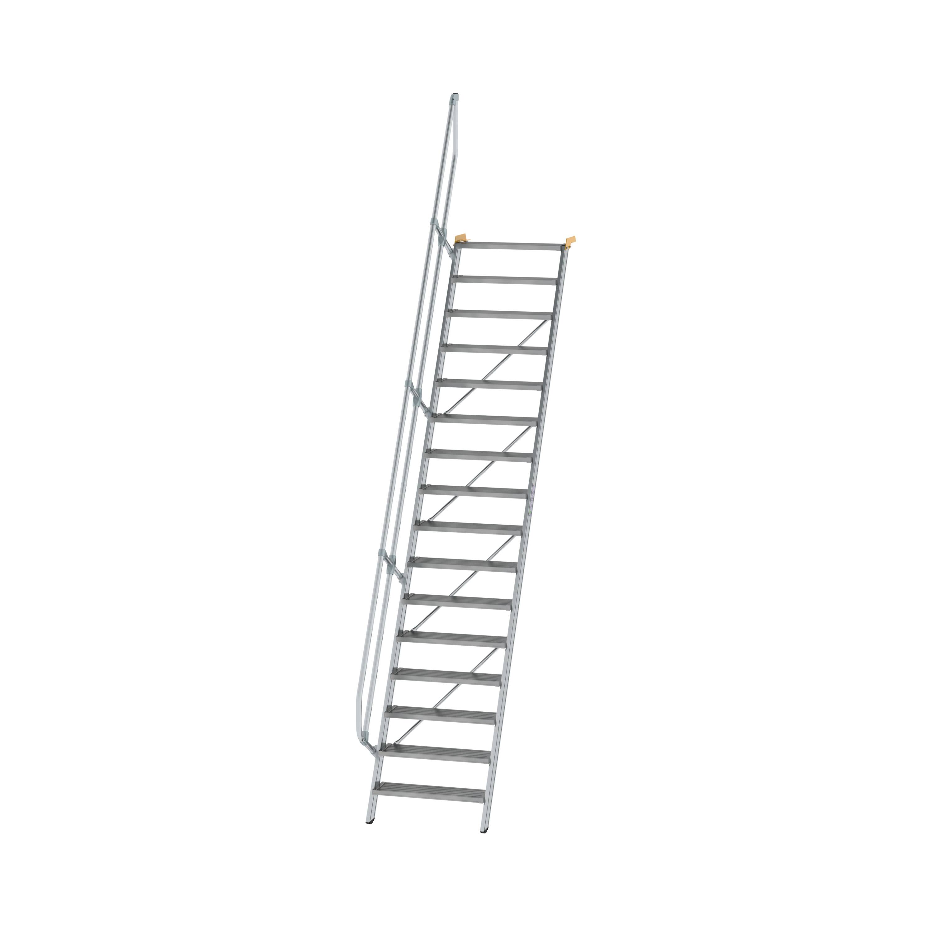 Treppe 60° Stufenbreite 800 mm 16 Stufen Aluminium geriffelt 600236 Treppe 60° Stufenbreite 800 mm 16 Stufen Aluminium geriffelt
