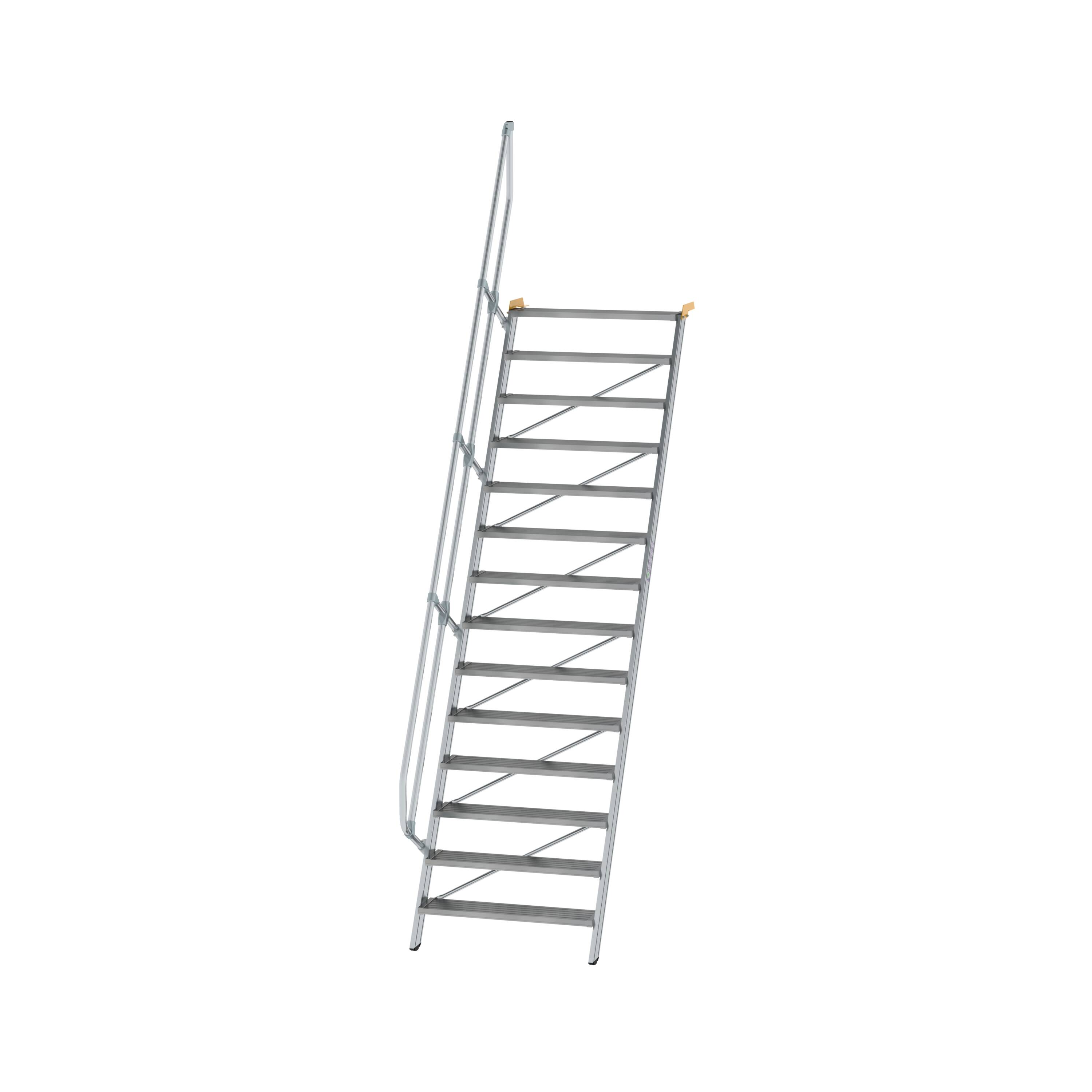 Treppe 60° Stufenbreite 1000 mm 14 Stufen Aluminium geriffelt