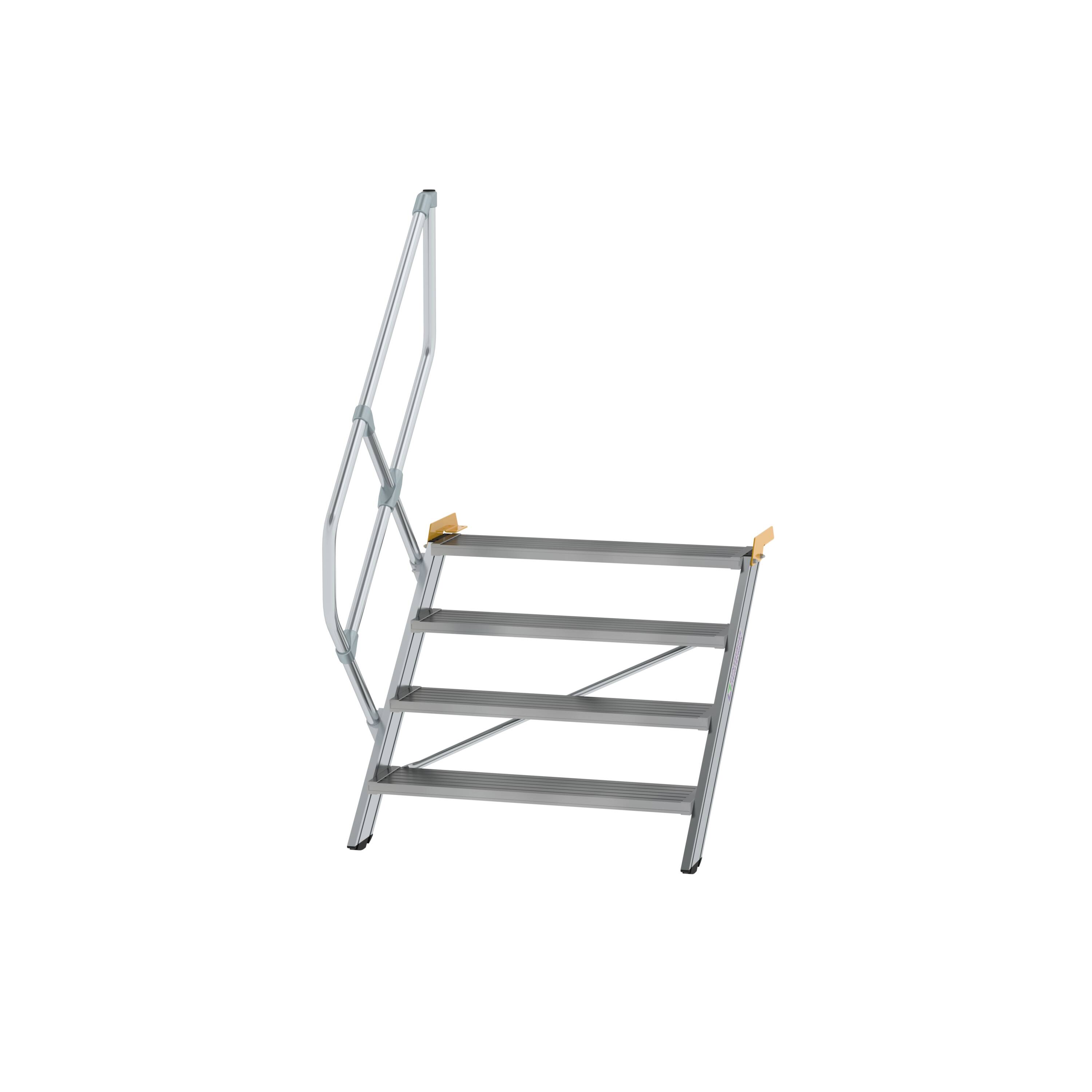 Treppe 45° Stufenbreite 1000 mm 4 Stufen Aluminium geriffelt