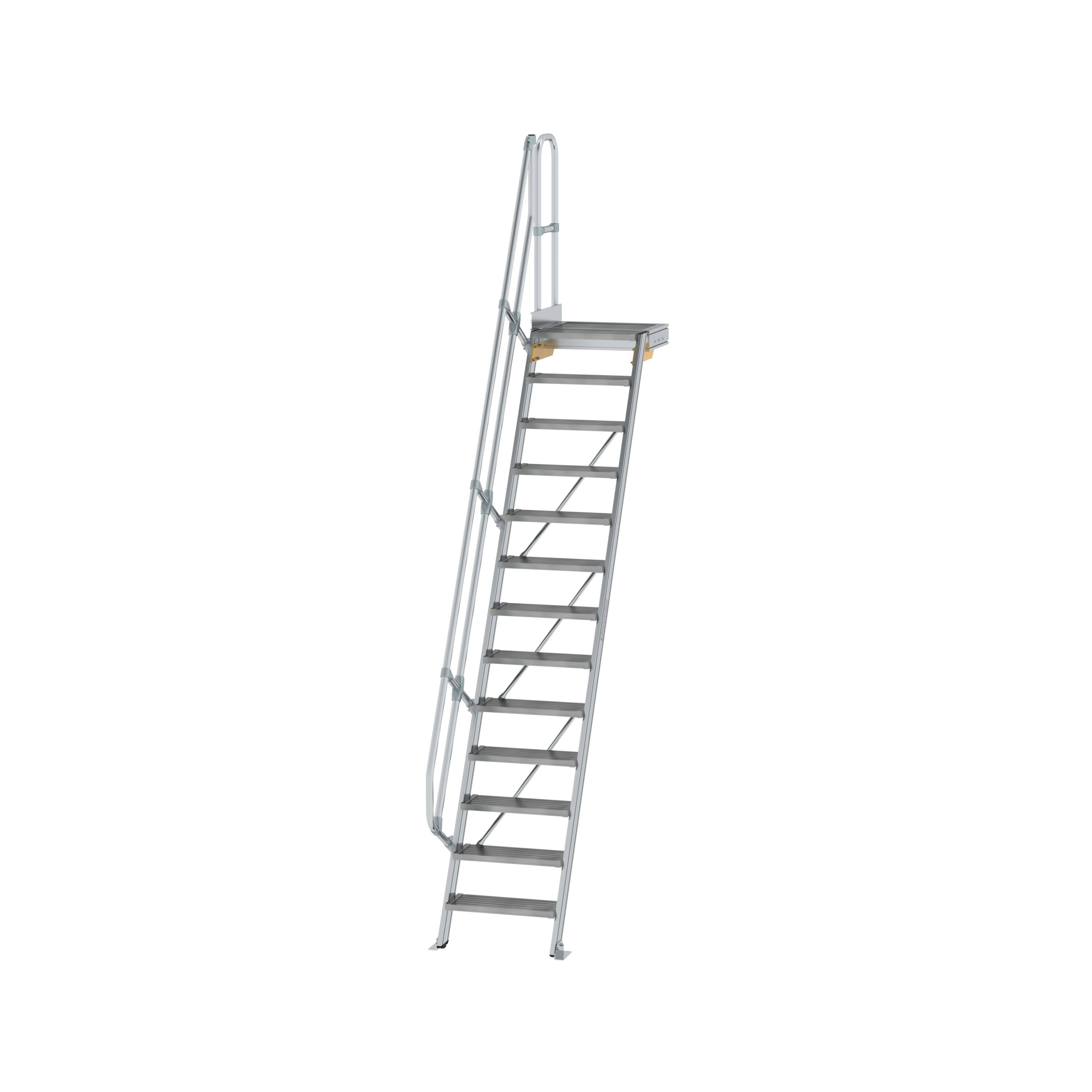 Treppe mit Plattform 60° Stufenbreite 600 mm 13 Stufen Aluminium geriffelt 600373 Treppe mit Plattform 60° Stufenbreite 600 mm 13 Stufen Aluminium geriffelt