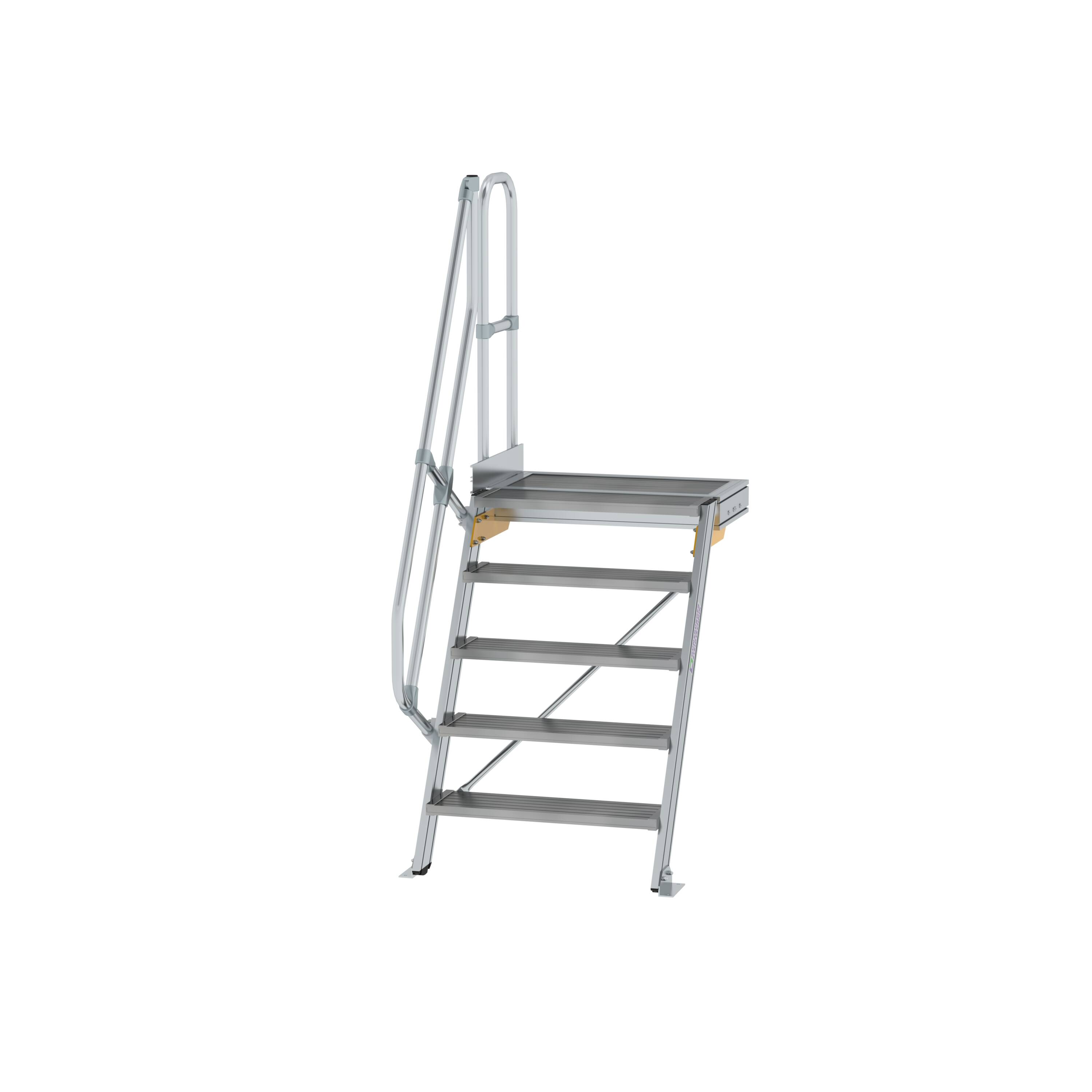 Treppe mit Plattform 60° Stufenbreite 800 mm 5 Stufen Aluminium geriffelt 600385 Treppe mit Plattform 60° Stufenbreite 800 mm 5 Stufen Aluminium geriffelt