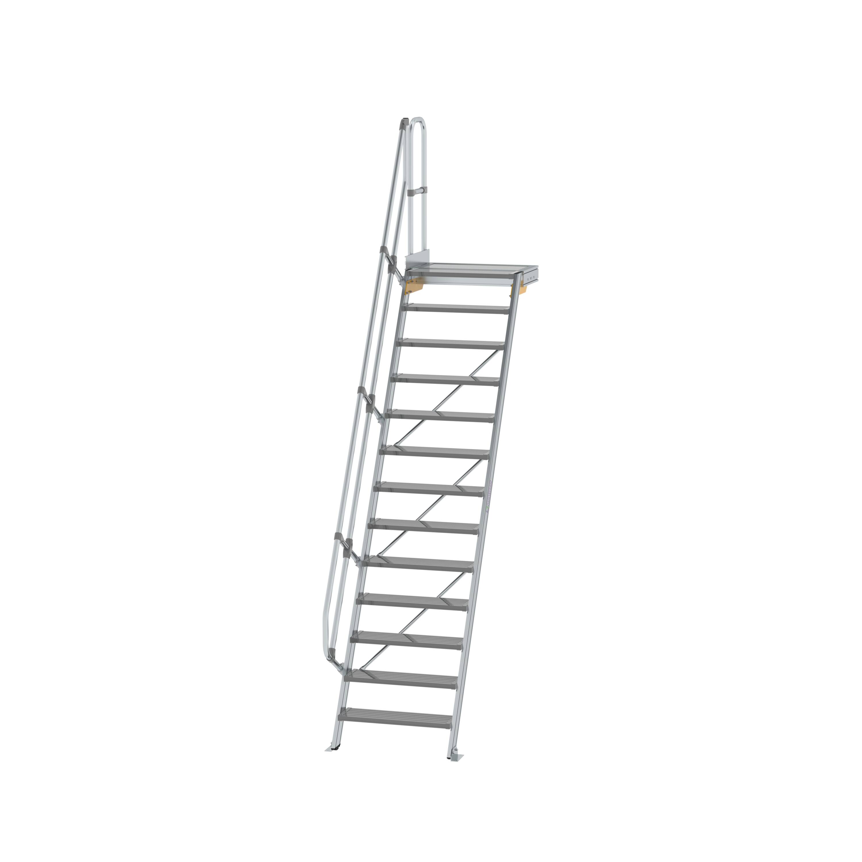 Treppe mit Plattform 60° Stufenbreite 800 mm 13 Stufen Aluminium geriffelt 600393 Treppe mit Plattform 60° Stufenbreite 800 mm 13 Stufen Aluminium geriffelt