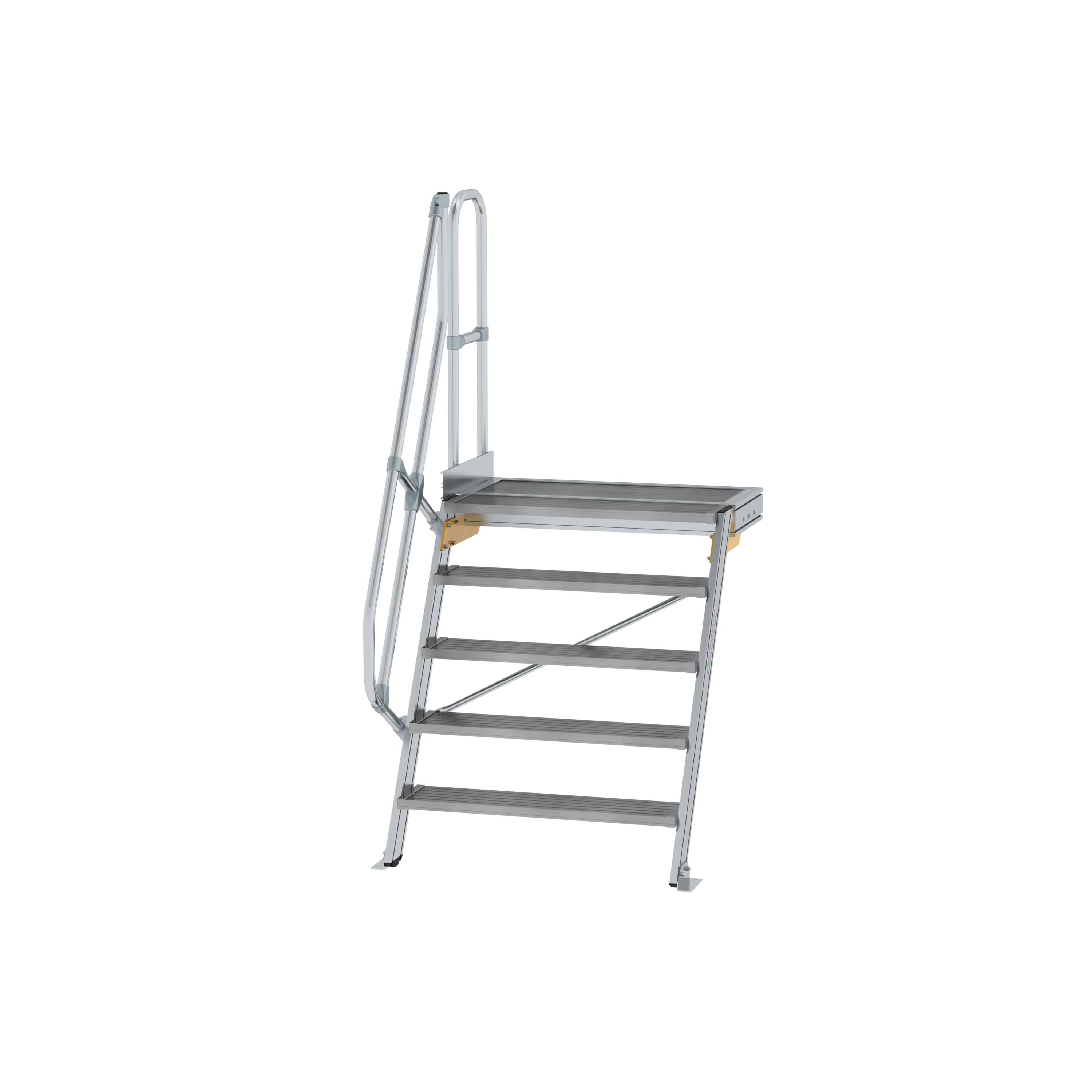 Treppe mit Plattform 60° Stufenbreite 1000 mm 5 Stufen Aluminium geriffelt 600405 Treppe mit Plattform 60° Stufenbreite 1000 mm 5 Stufen Aluminium geriffelt
