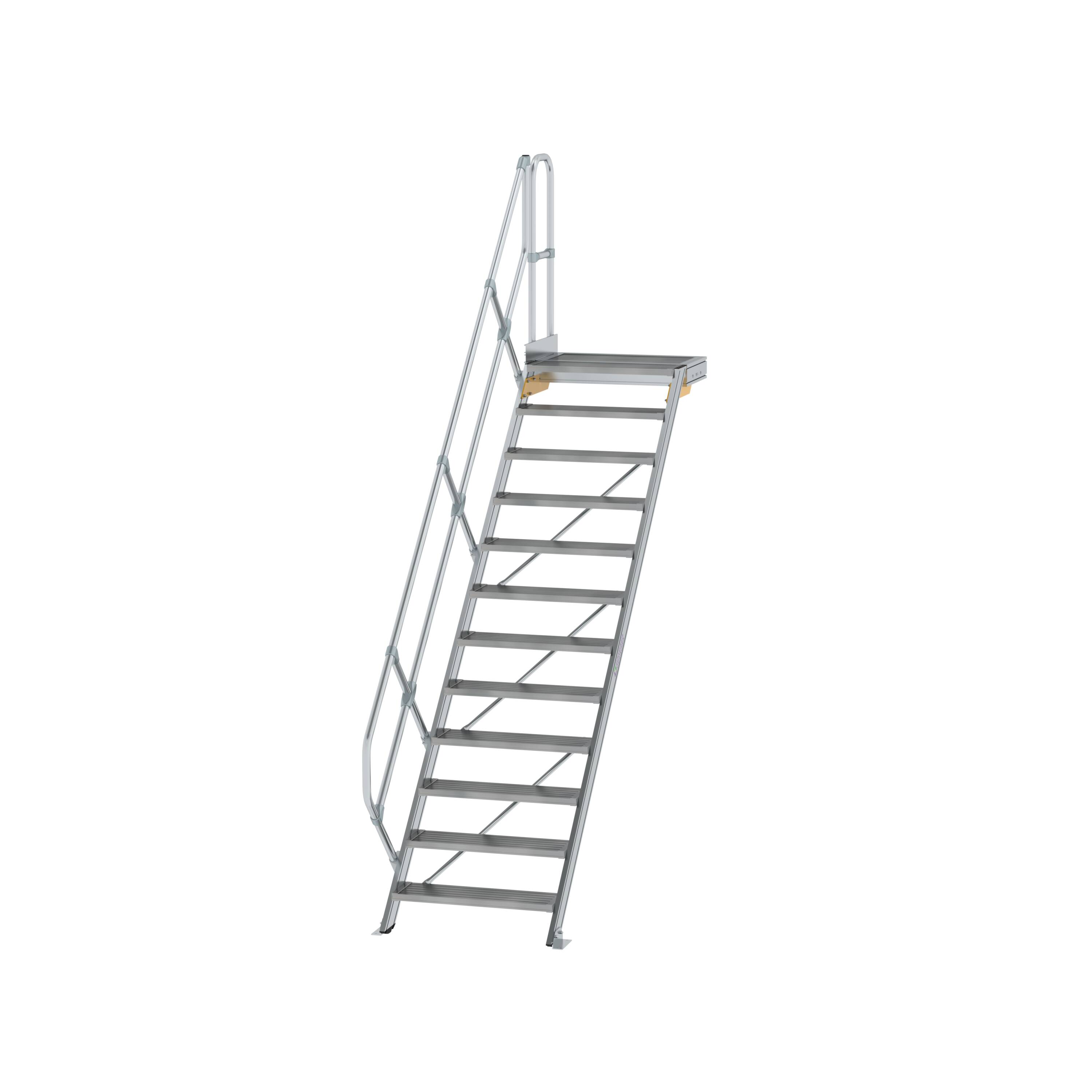 Treppe mit Plattform 45° Stufenbreite 800 mm 12 Stufen Aluminium geriffelt 600452 Treppe mit Plattform 45° Stufenbreite 800 mm 12 Stufen Aluminium geriffelt
