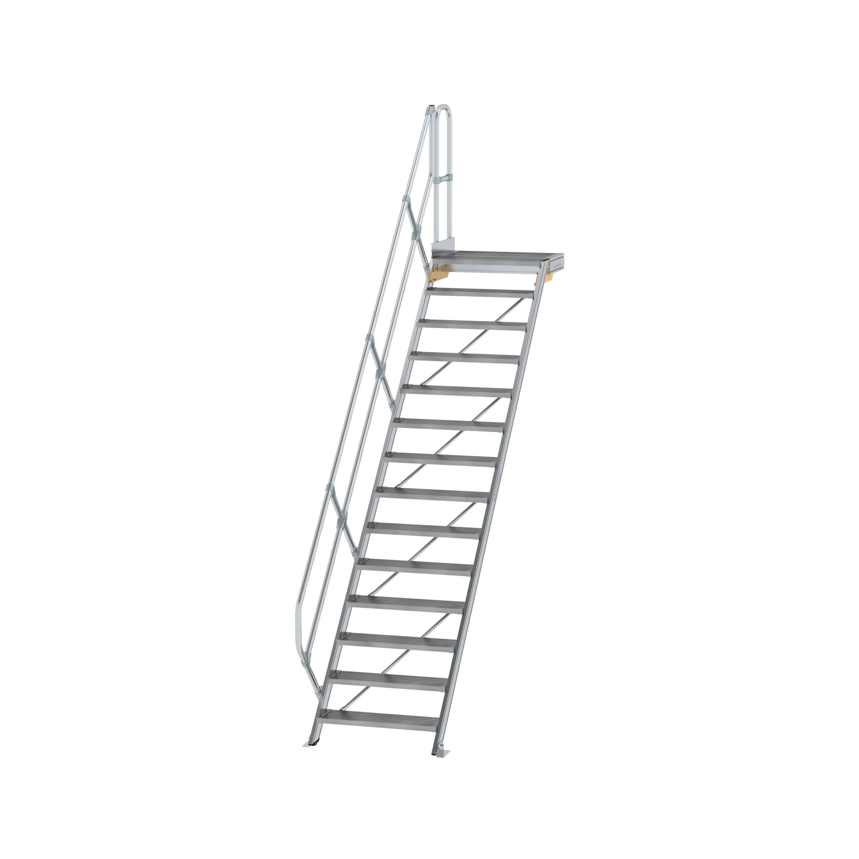 Treppe mit Plattform 45° Stufenbreite 800 mm 14 Stufen Aluminium geriffelt 600454 Treppe mit Plattform 45° Stufenbreite 800 mm 14 Stufen Aluminium geriffelt