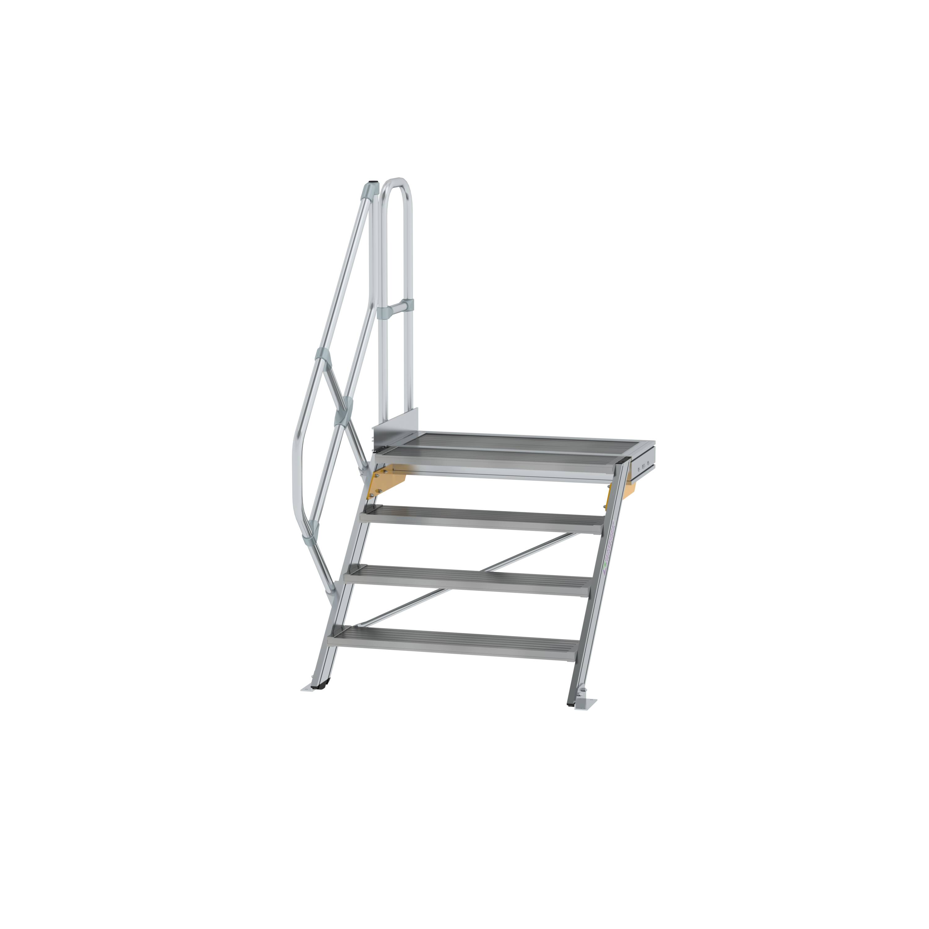 Treppe mit Plattform 45° Stufenbreite 1000 mm 4 Stufen Aluminium geriffelt 600464 Treppe mit Plattform 45° Stufenbreite 1000 mm 4 Stufen Aluminium geriffelt