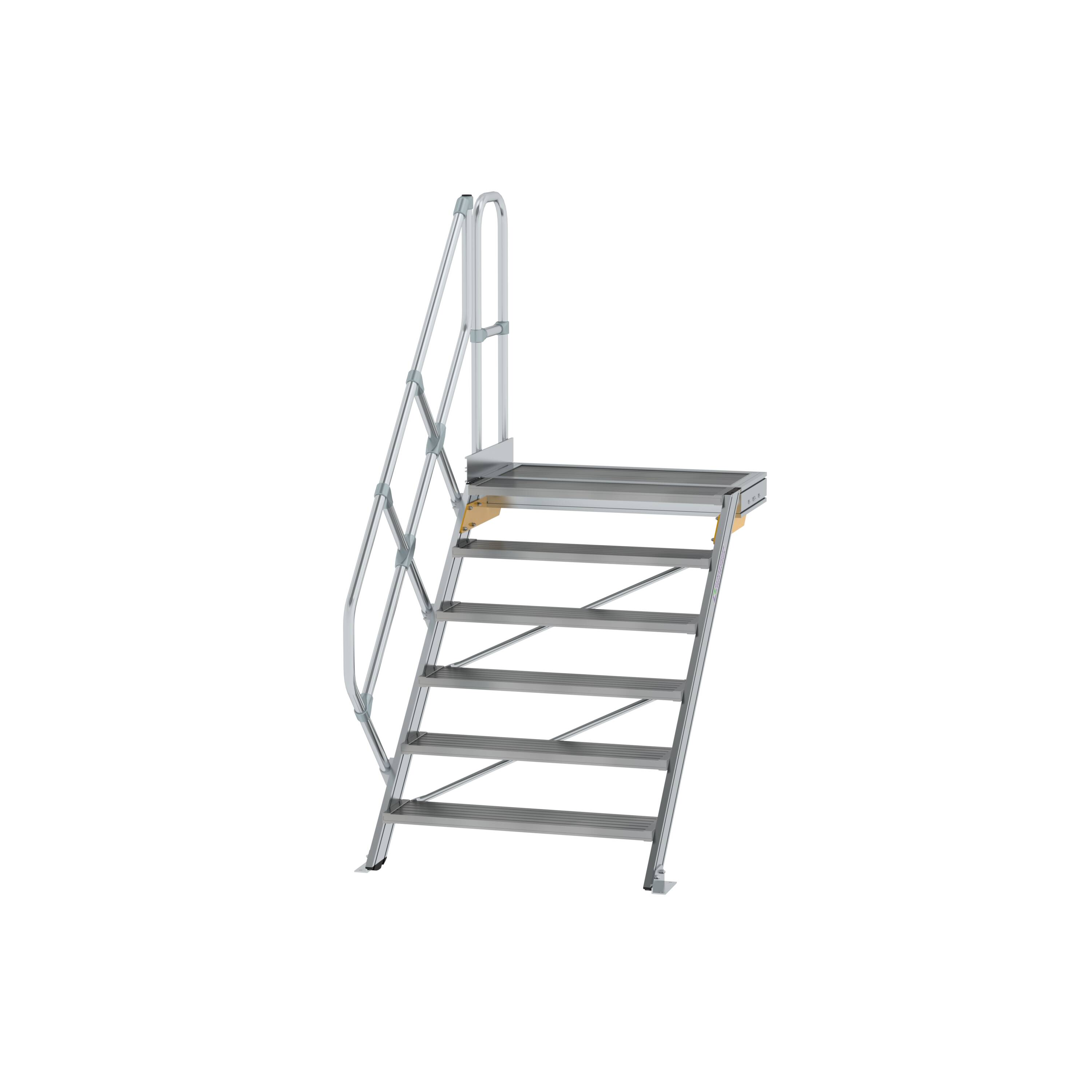 Treppe mit Plattform 45° Stufenbreite 1000 mm 6 Stufen Aluminium geriffelt 600466 Treppe mit Plattform 45° Stufenbreite 1000 mm 6 Stufen Aluminium geriffelt