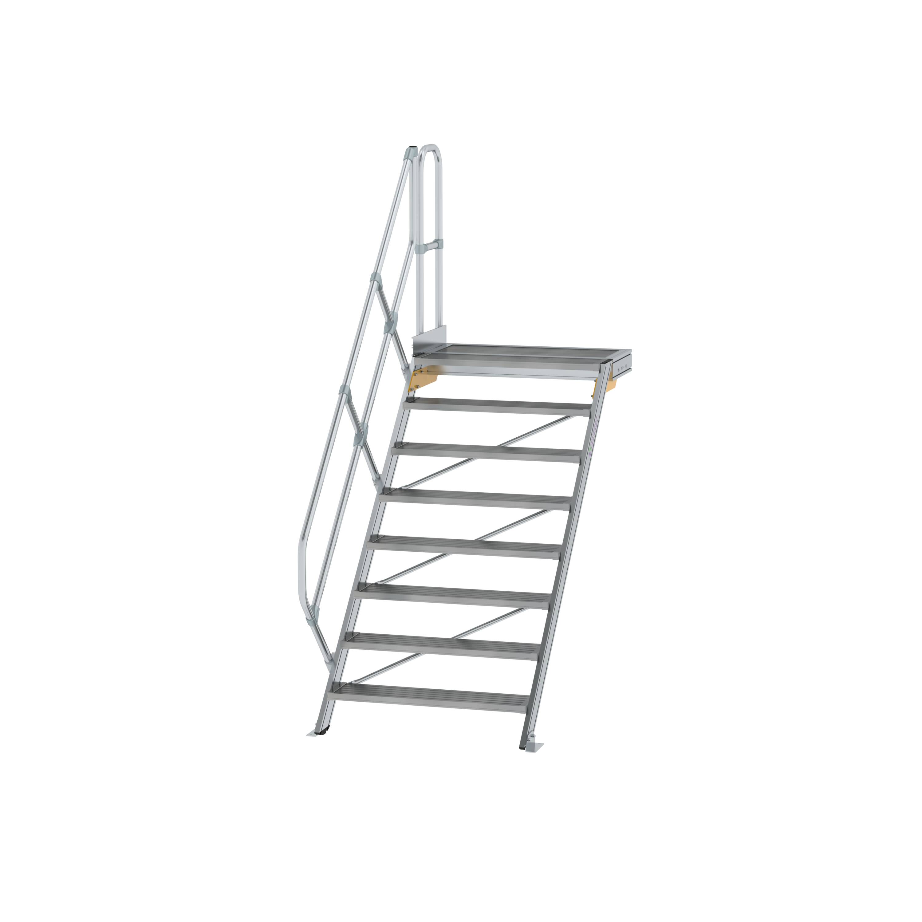 Treppe mit Plattform 45° Stufenbreite 1000 mm 8 Stufen Aluminium geriffelt 600468 Treppe mit Plattform 45° Stufenbreite 1000 mm 8 Stufen Aluminium geriffelt