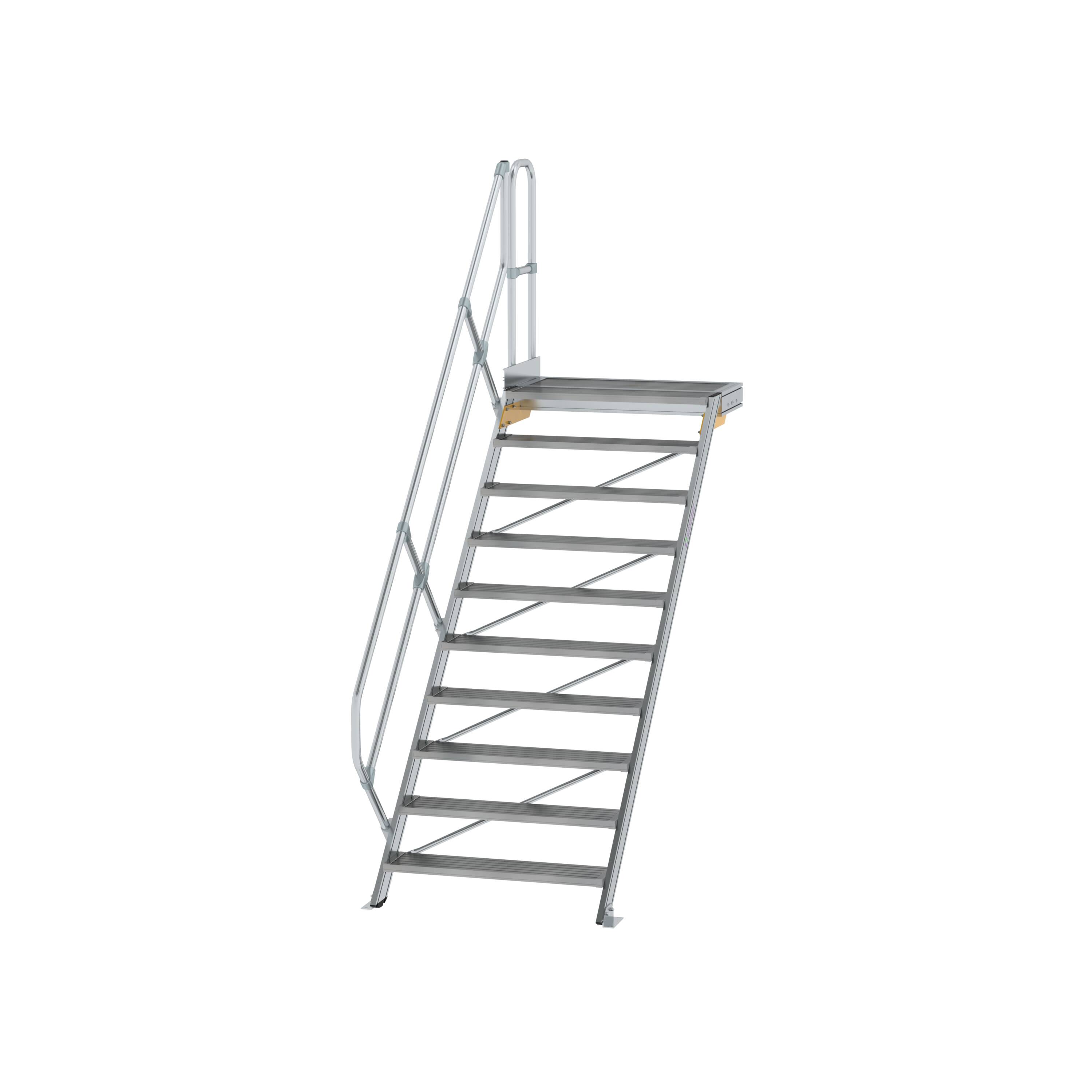 Treppe mit Plattform 45° Stufenbreite 1000 mm 10 Stufen Aluminium geriffelt 600470 Treppe mit Plattform 45° Stufenbreite 1000 mm 10 Stufen Aluminium geriffelt