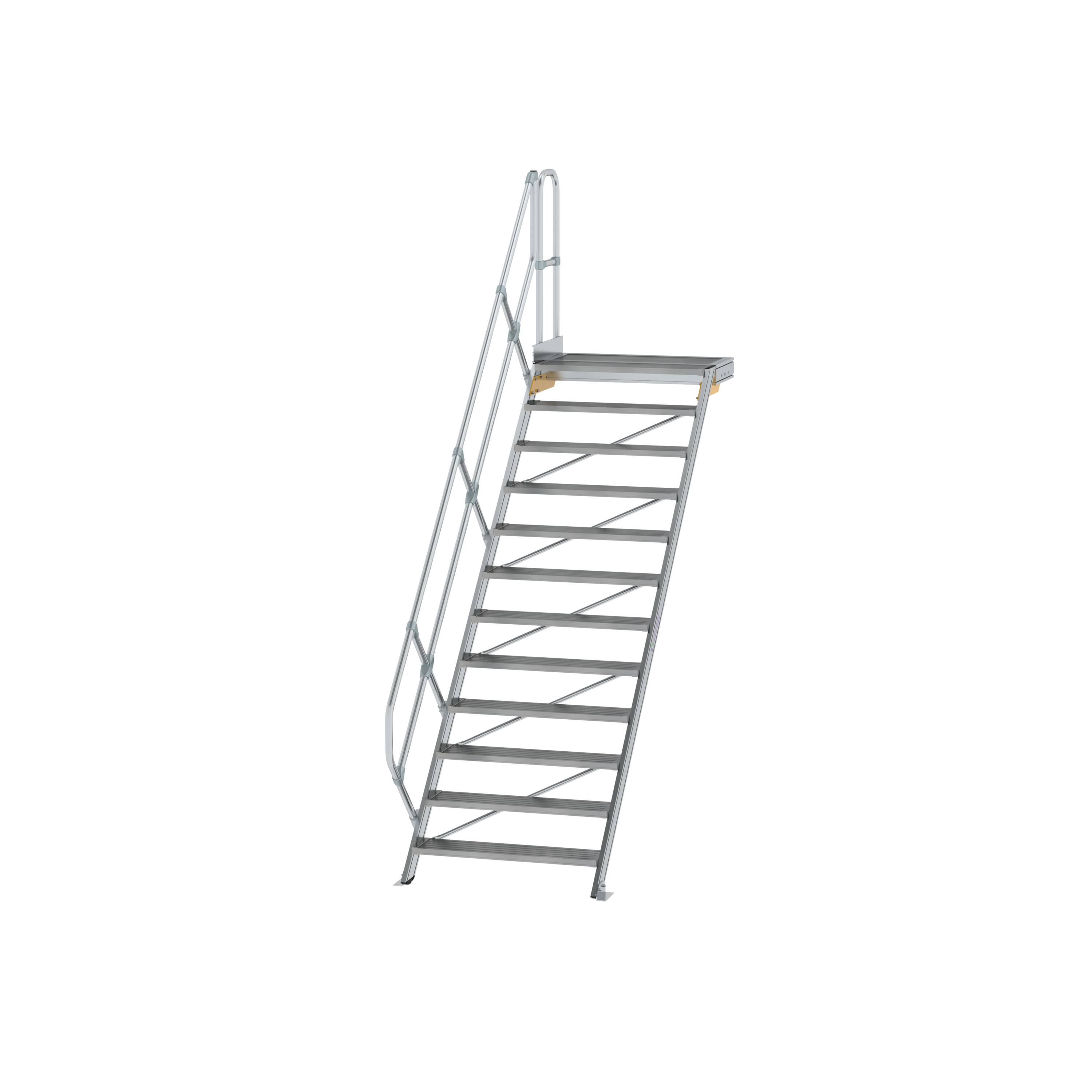 Treppe mit Plattform 45° Stufenbreite 1000 mm 12 Stufen Aluminium geriffelt 600472 Treppe mit Plattform 45° Stufenbreite 1000 mm 12 Stufen Aluminium geriffelt