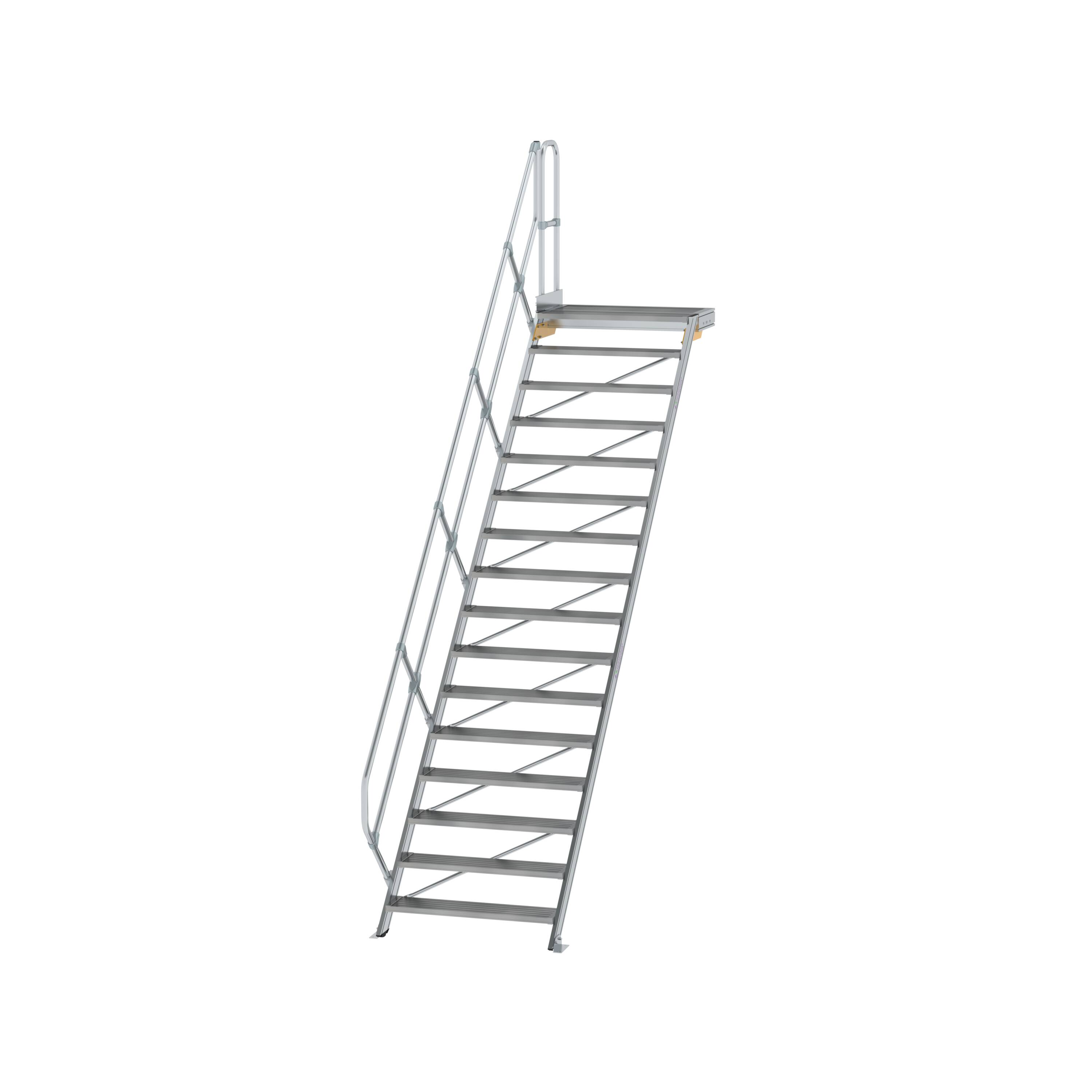 Treppe mit Plattform 45° Stufenbreite 1000 mm 16 Stufen Aluminium geriffelt 600476 Treppe mit Plattform 45° Stufenbreite 1000 mm 16 Stufen Aluminium geriffelt
